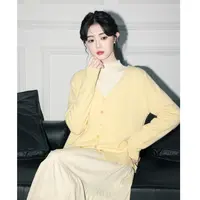 黄色长袖针织开衫女春秋2025秋新款法式温柔软糯V领毛衣外套上衣