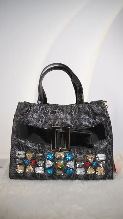 炫丽皮具原创时尚夹子包女包 百搭女士黑色潮流单肩镭射肩包