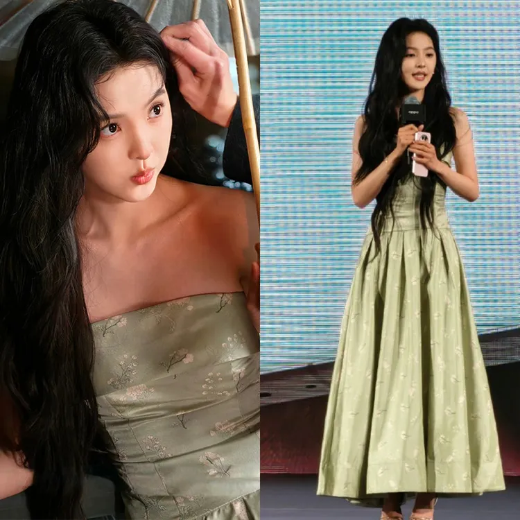 Miss Judy章若楠同款法式碎花抹胸连衣裙温柔风收腰显瘦度假长裙