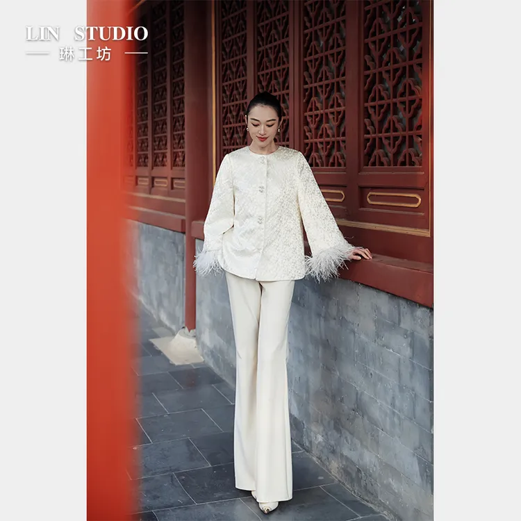 【袖口可拆】琳工坊“浦深”白色外套气质优雅新中式复古唐琳设计师
