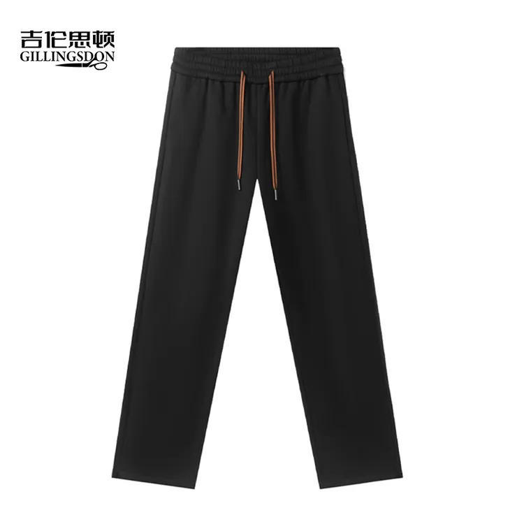 杰*亚威尔棉松紧腰卫裤黑色宽松舒适百搭运动裤子秋冬直筒休闲