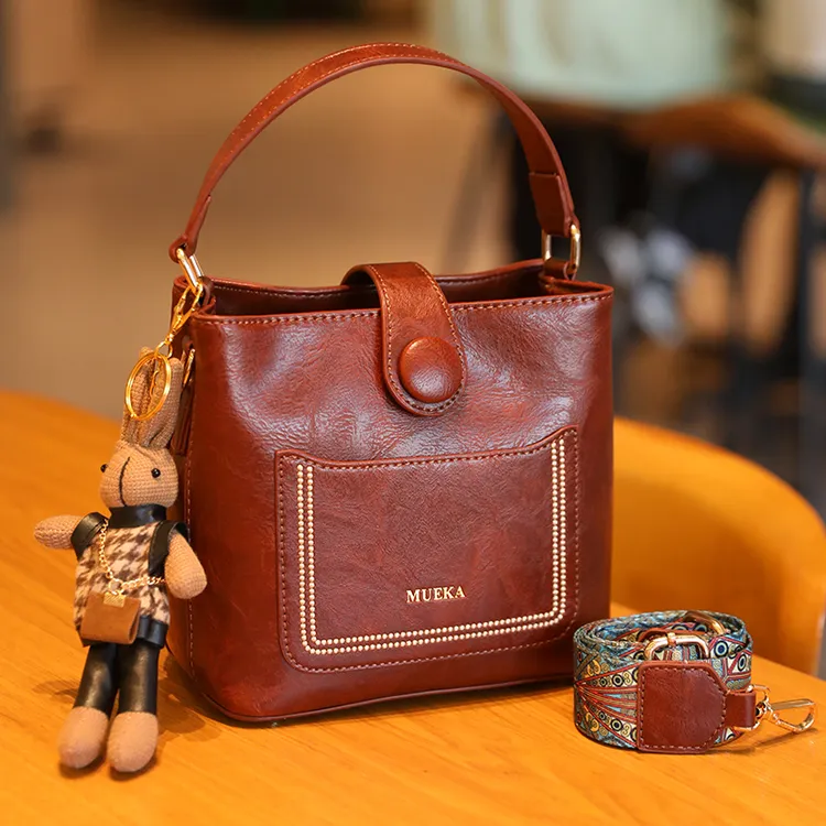 【Mueka/茉妮卡】时尚水桶包女2025新款复古单肩手提包小包包简约