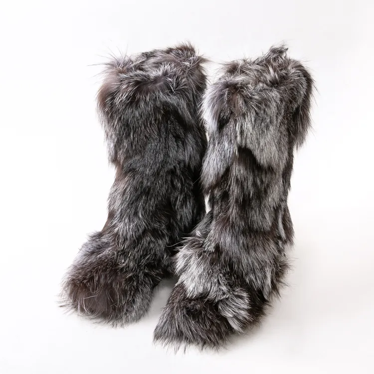 阿娜日蓝狐女士高筒女款雪地靴抗寒防滑轻便白色时尚潮流冬季雪