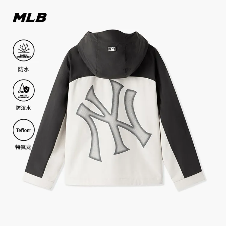 MLB官方 张康乐同款大LOGO拼色防水防泼水夹克外套25秋季新WJB02
