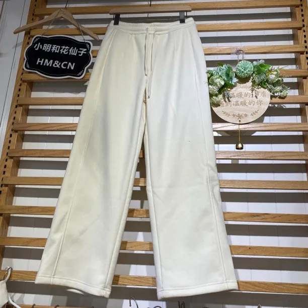 【花仙子】 冬季加绒加厚7881高腰直筒垂感显瘦百搭阔腿休闲裤