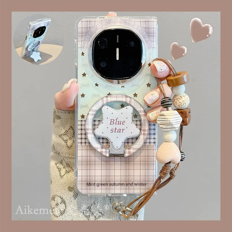 适用华为mateX6折叠屏手机壳MateX5典藏版星星格纹X3折叠磁吸支架