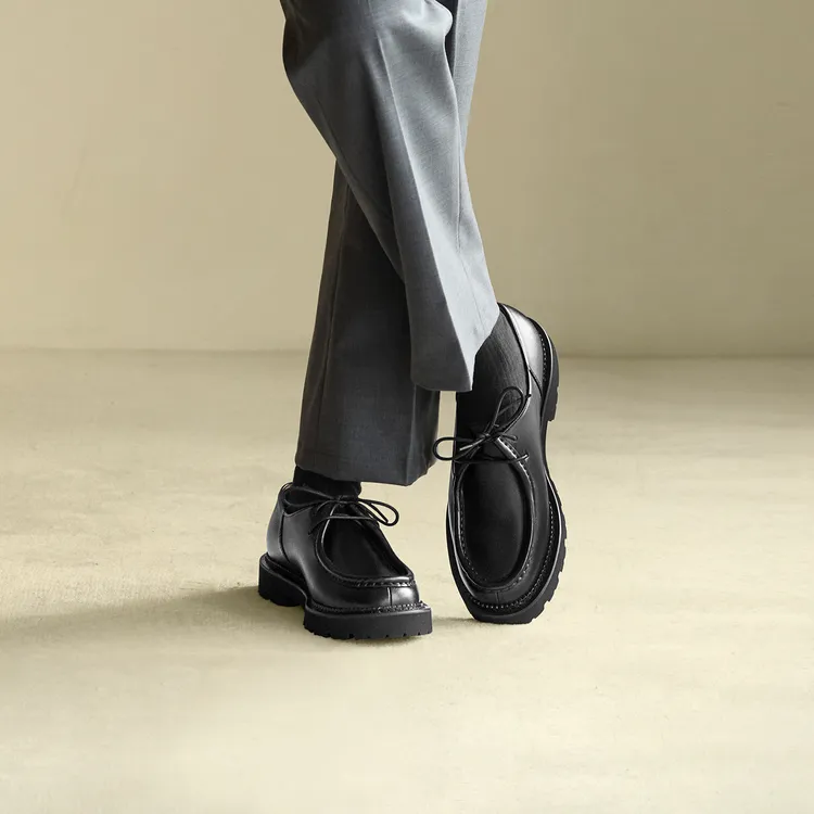 ThomWills复古袋鼠鞋男英伦风增高厚底休闲皮鞋德比鞋真皮夏季