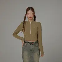 002S【金拐子专属】CHUU半拉链设计套头修身学院风甜辣风卫衣-F