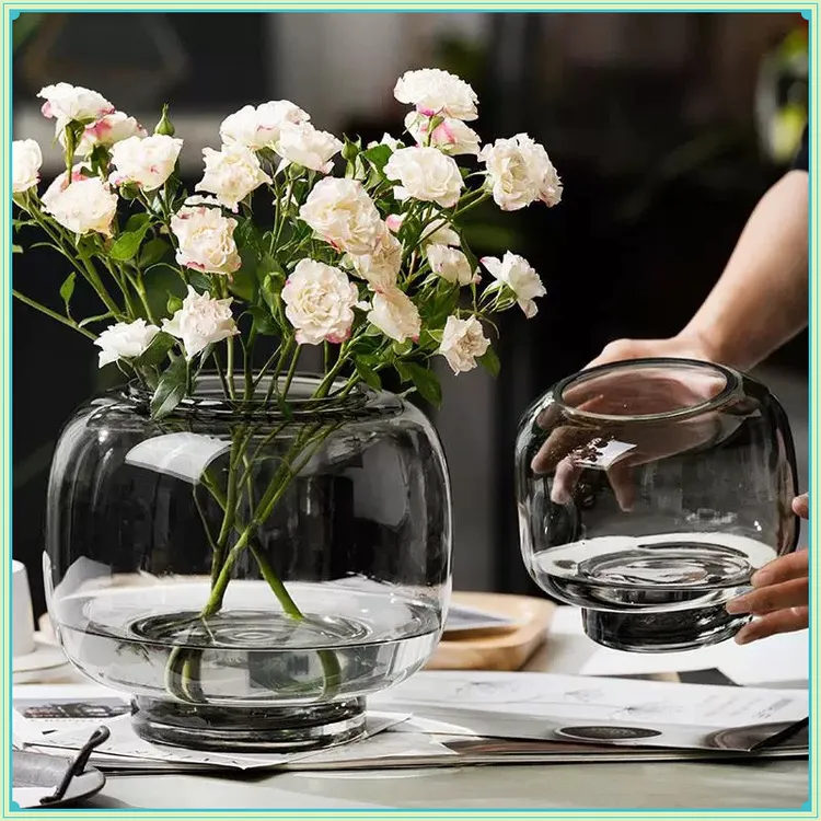 轻奢花瓶装饰摆件原色简约透明水养鲜花干花插花客厅餐桌花器B15