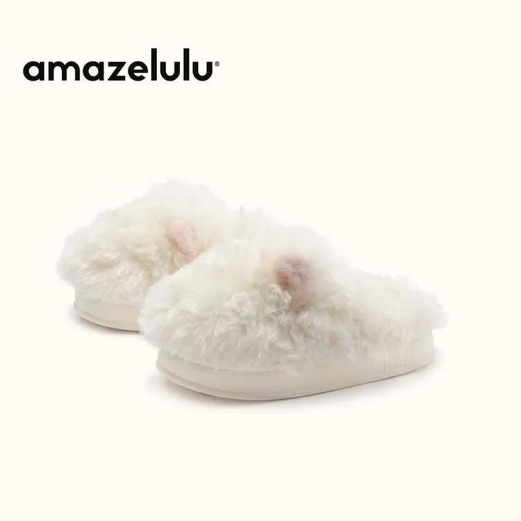 amazelulu棉拖鞋女2025新款冬天家居室内可爱毛毛拖抗菌防滑防臭