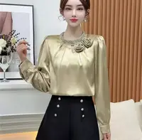 手工钉珠盘花长袖衬衫~2025春装新款设计感洋气减龄百搭上衣2080