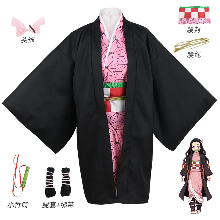 鬼灭之刃cos服灶门祢豆子cos服儿童款二次元动漫表演服装