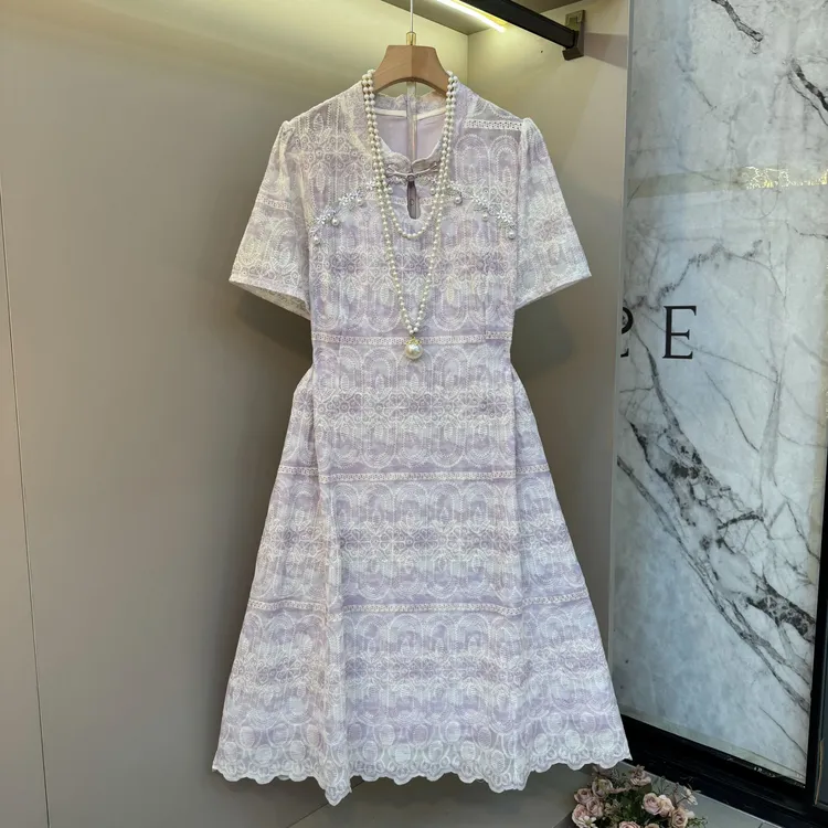 2025夏新款新中式国风淑女风轻奢高雅气质大码显瘦旗袍连衣裙3690