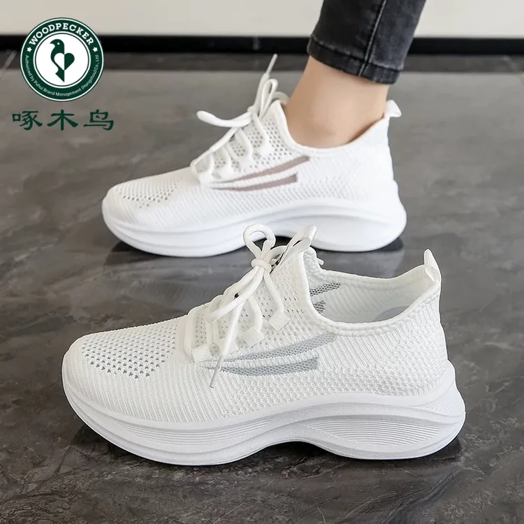 啄木鸟2025夏季新款网面运动鞋女夏季休闲百搭网面鞋防滑软底轻便