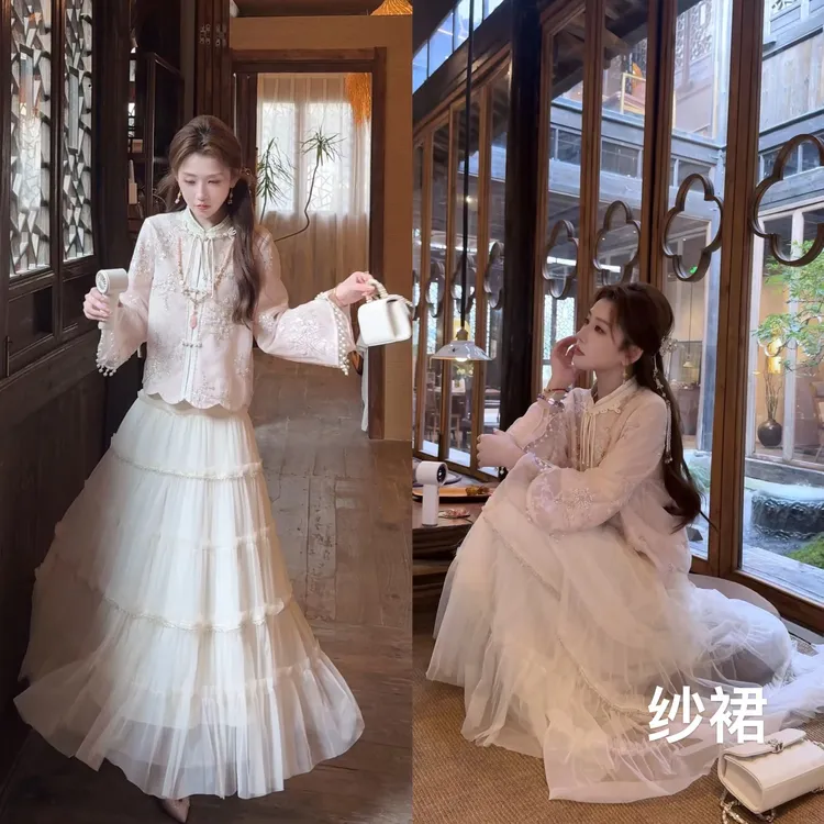 【婷婷】《珠帘玉幕裙》手工钉珠多层蛋糕裙纱裙 TT2SQTY2212