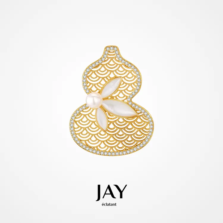 Jay 合金胸针 金色福禄葫芦胸针女配大衣西装别针高级感配饰胸花