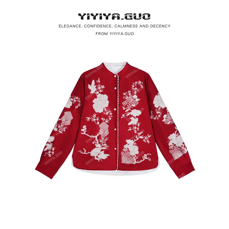 yiyiya.Guo艺艺吖【双宫绸·清雅】刺绣奢雅透气外套2433SS52