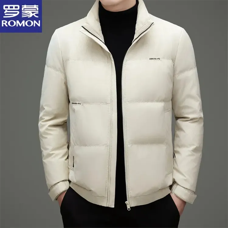 罗蒙2025年冬季新款男士厚款保暖鸭绒立领羽绒服防风外套面包服潮