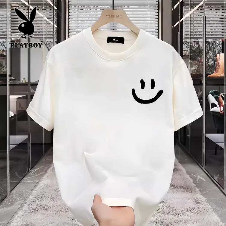 PLAYBOY/花花公子新款美式痞帅纯棉短袖T恤夏季潮牌宽松圆领上衣
