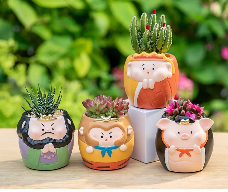 可爱卡通西游悟空造型树脂多肉花盆房间桌面阳台装饰好物多肉盆栽