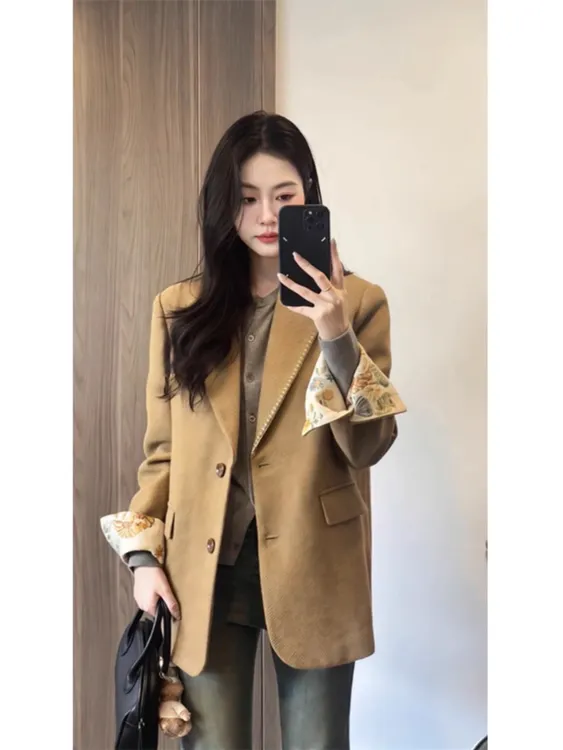 0331时尚气质小个子粗花呢西装外套女装2025春季新款宽松休闲上衣