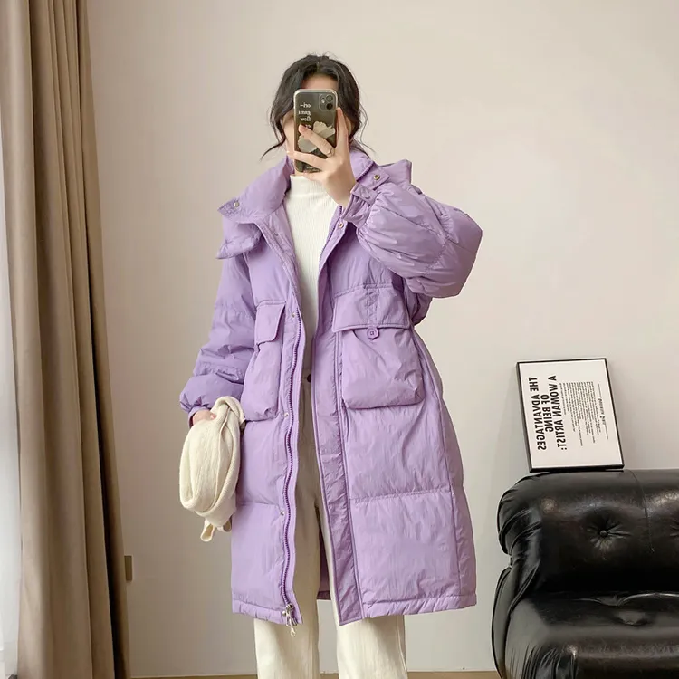 雅鹿甄选羽绒服中长款女冬季女长款鸭绒设计款收腰新款HD轻盈蓬