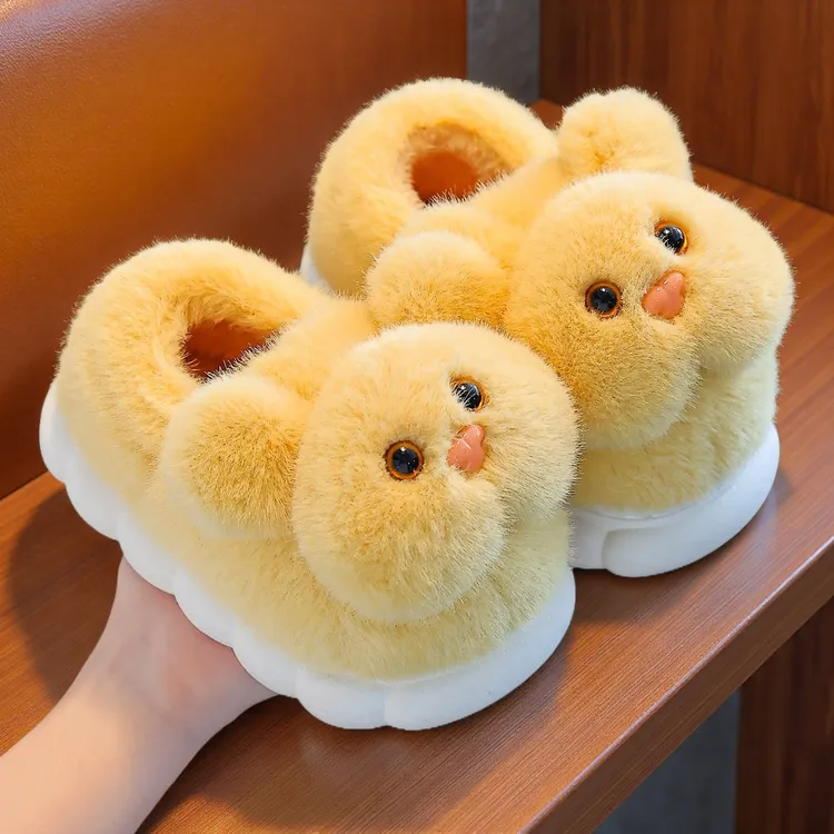 秋冬儿童棉拖鞋男童加厚毛绒宝宝防滑中小童保暖卡通宝宝包跟棉鞋
