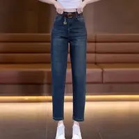 98838#(裤长95)复古蓝色九分牛仔裤女秋款百搭通勤牛仔裤