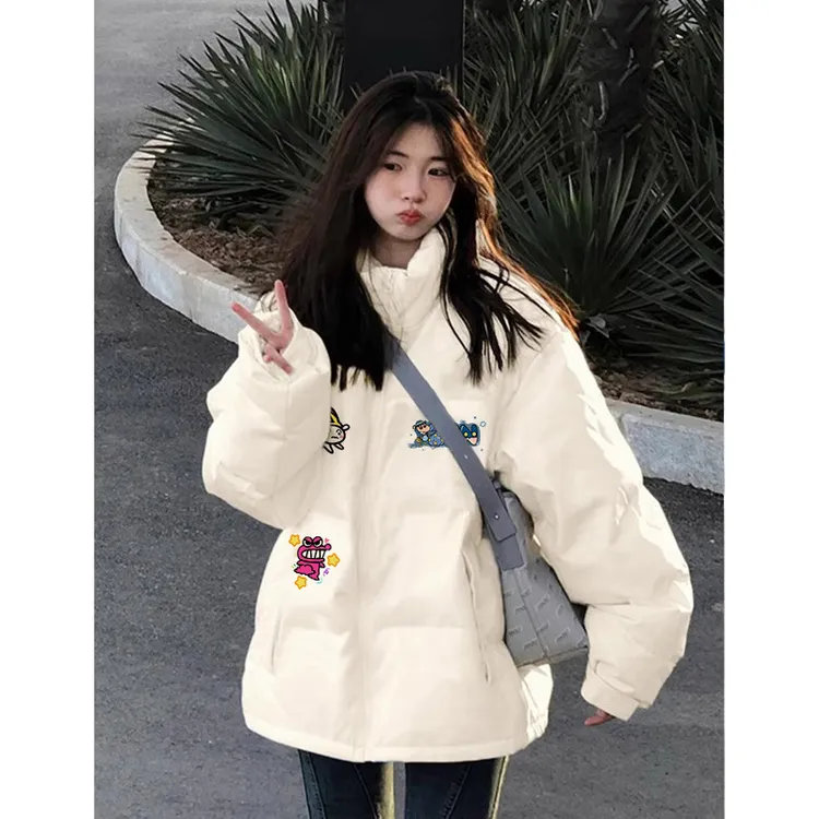 oversize加厚90白鸭绒羽绒服女冬季加厚保暖设计感小众高中生外套