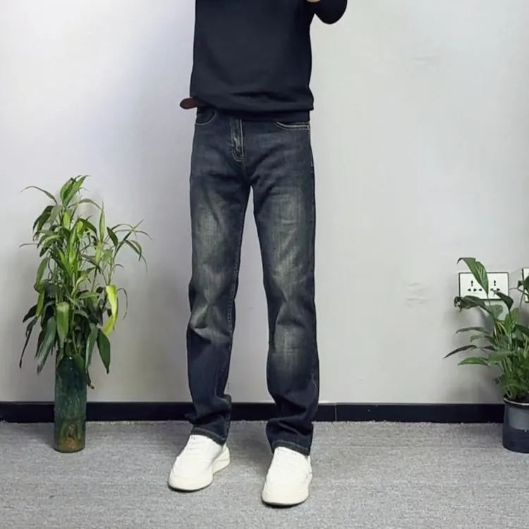 秋冬高端牛仔裤男士潮牌裤子2025新款复古合体水洗潮流直筒长裤子