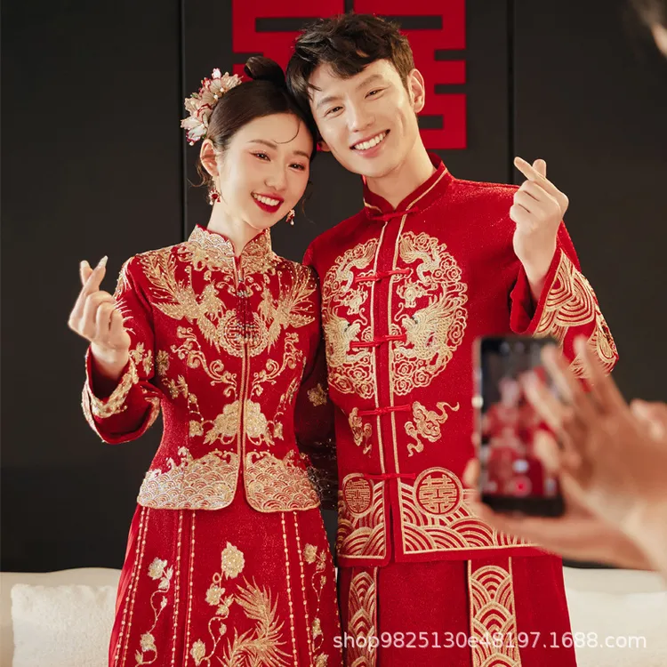 秀禾服新娘2025新款中式婚服小个子结婚敬酒服大码礼服情侣秀禾服