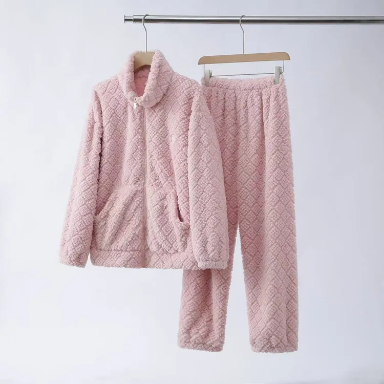门店4&09！暖洋洋睡衣」加厚/抗寒/抗静电提花麦穗家居套装女C19598