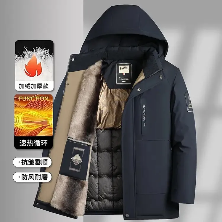冬季中老年男士加绒加厚耐磨防风保暖外套 2025新款商务中老年爸