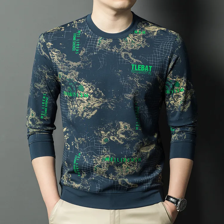 卫衣免烫男士印花长袖圆领打底衫秋冬上衣男秋季时尚休闲百搭中年