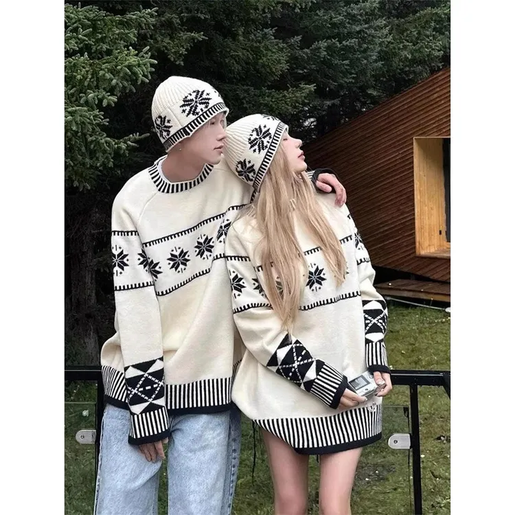 情侣装秋冬2025新款ins超火毛衣男女韩版潮流宽松法式针织衫外套