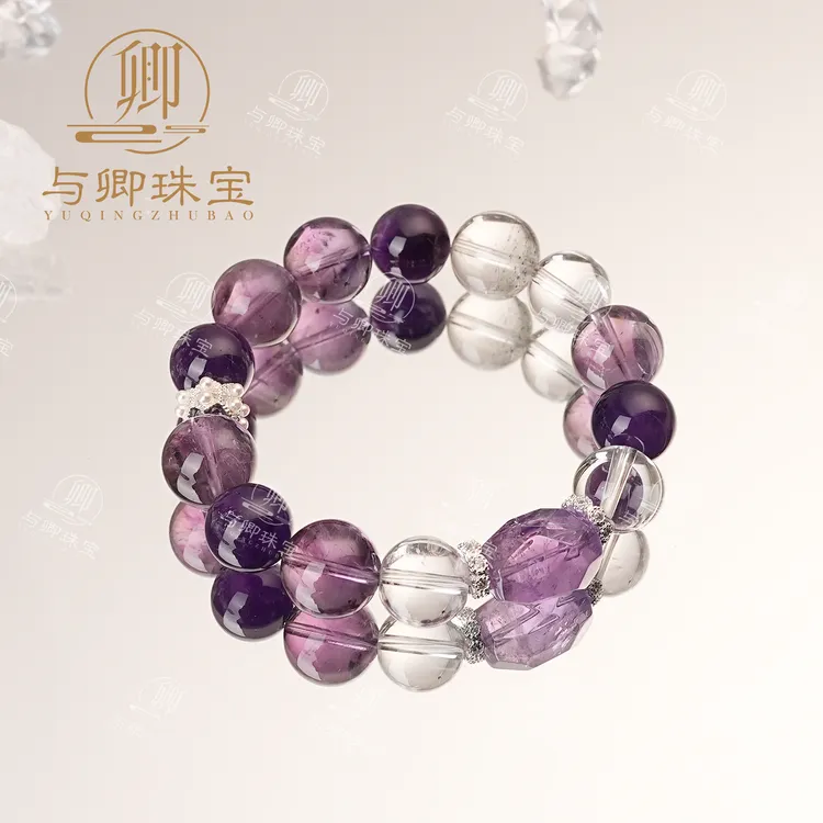 【纳万镜】12mm乌拉圭紫水晶+白水晶+13mm绿幽灵+紫水晶随型