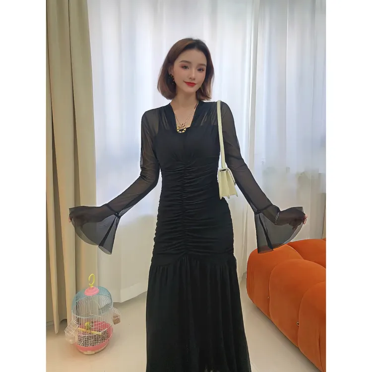 5825【包邮】气质时尚高级简约大气千金名媛女装连衣裙