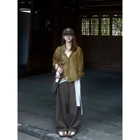 早秋穿搭气质高级感复古设计感镂空长袖针织开衫休闲百搭阔腿裤女