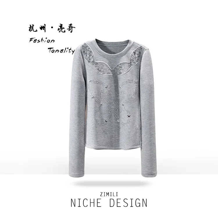 【亮哥欧货女装】冬季热感系列《星缀》灰色高弹显瘦打底上衣26192-B5