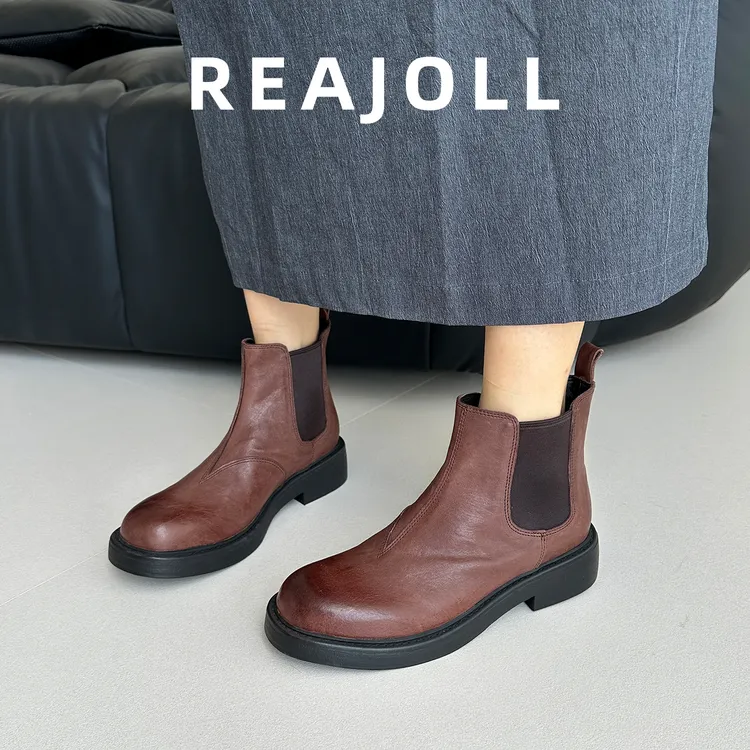 马丁靴女款2025新款西部靴秋冬美拉德切尔西靴黑色马皮欧美短靴子