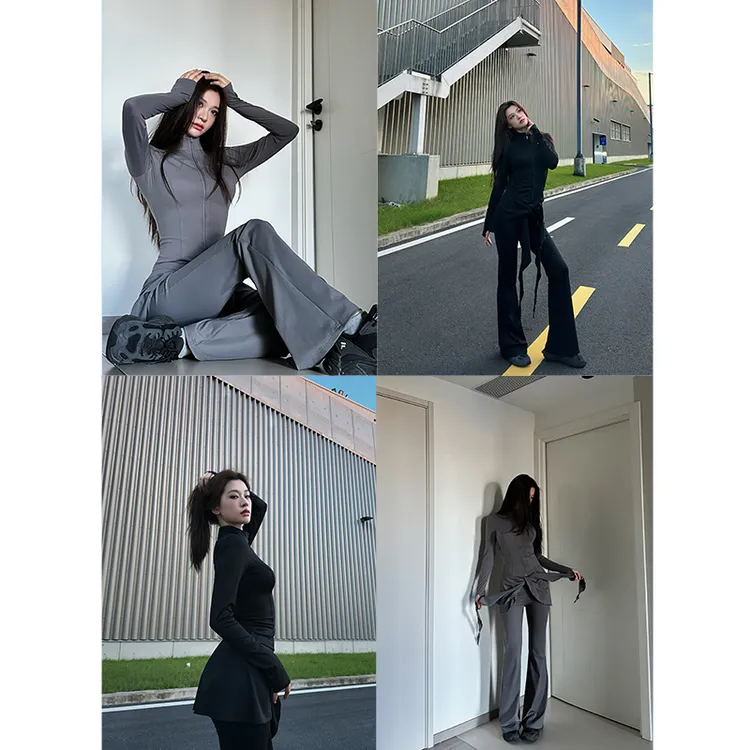 六指导 呼吸节奏 休闲运动套装女显瘦小众设计感外套半身裙微喇裤