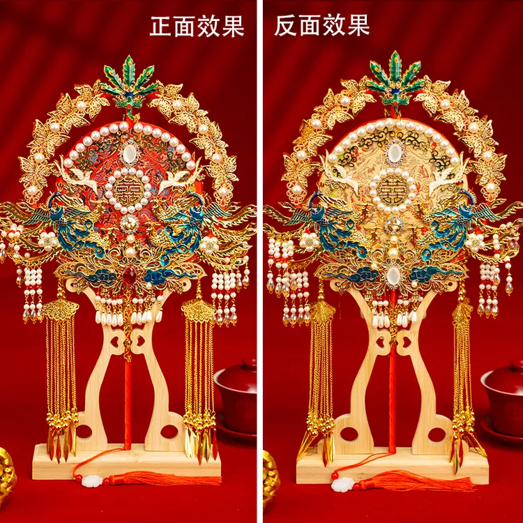 团扇新娘diy材料包明玉喜扇奢华新婚礼物秀禾送新娘十里红妆重工