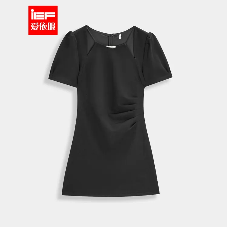 【财阀千金系列】IEF/爱依服2025新款夏季洋气小黑裙修身连衣裙