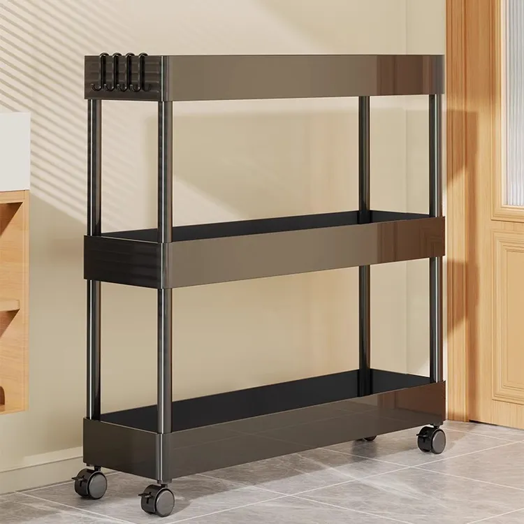 夹缝置物架门后缝隙柜客厅超窄款收纳柜极窄多层收纳架带轮小推车