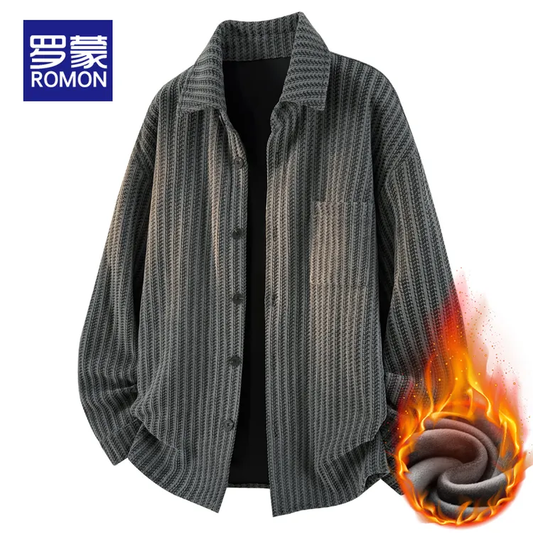 罗蒙美式鱼骨纹外套男2025新款秋冬季高级感加绒夹克男士休闲上衣