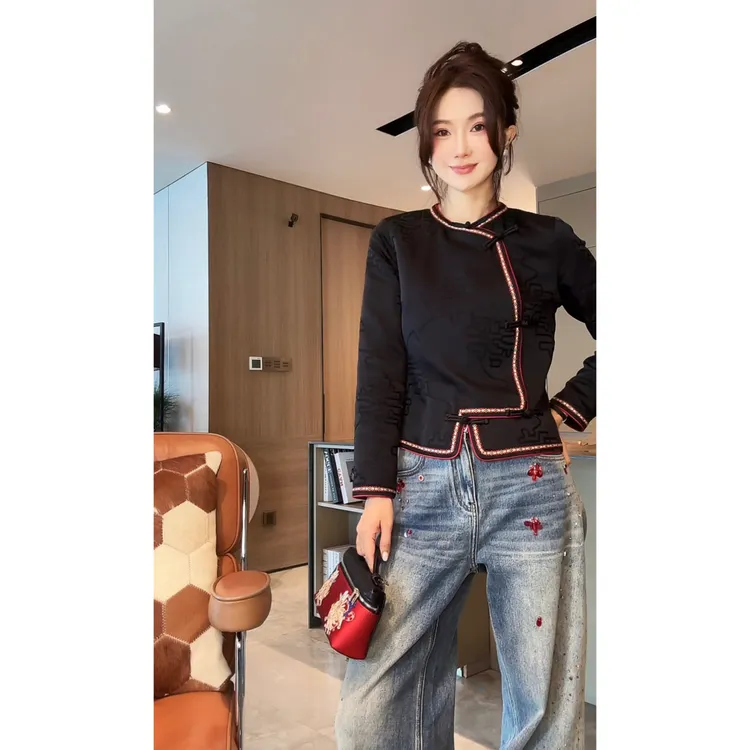 yiyiya.Guo艺艺吖【中国甜心】新中式中国风斜襟长袖上衣120023SS52