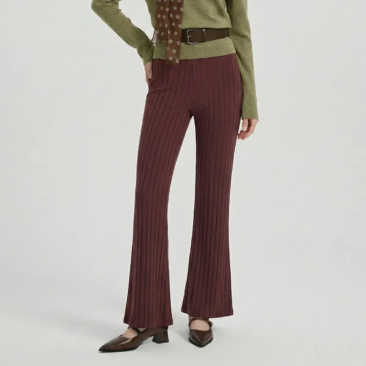 流苏休闲裤绿色直筒微弹奶茶色微喇裤薄款女装休闲