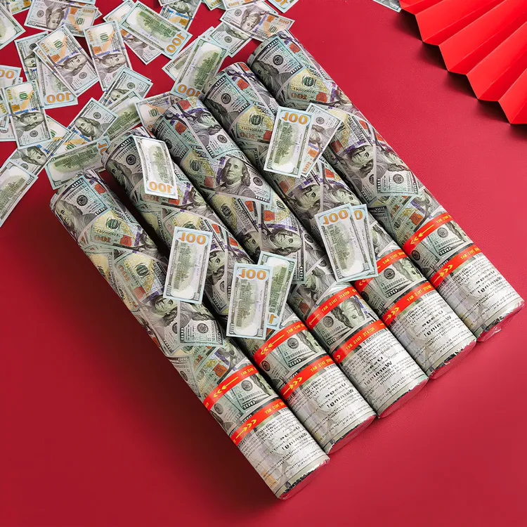 暴富美金钞票礼花筒结婚礼羽毛礼炮生日派对跨年氛围感拍照道具