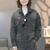 8766黑色水洗牛仔外套2025新款百搭牛仔上衣显瘦牛仔夹克潮流