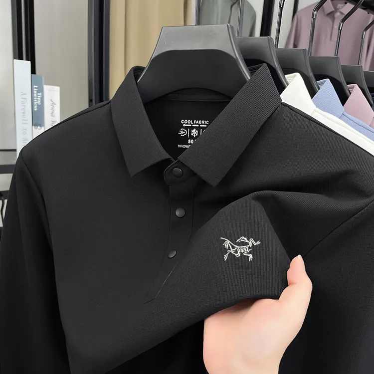 【奥莱撤柜】刺绣鳥家男士秋季保暖长袖polo衫商务翻领休闲透气弹力